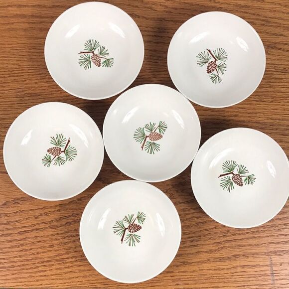 Stetson Vintage Pinecone Design Berry Bowls set 6 Mid- century - Picture 1 of 6